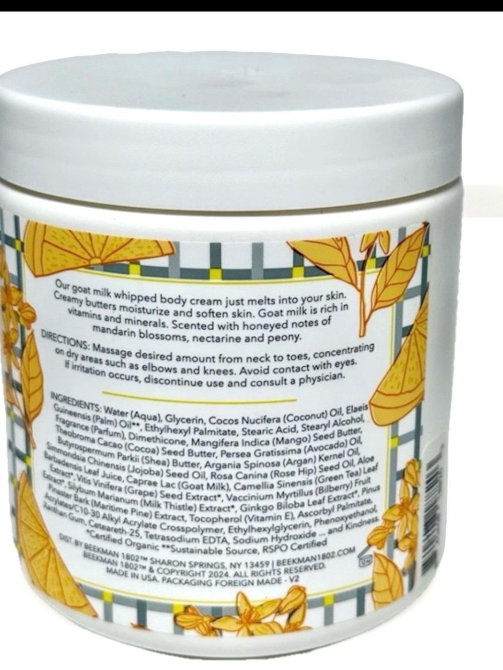 Jumbo Beekman 1802 Honey & Orange Blossom Goat Milk Whipped Body Cream 18 fl oz - Picture 2 of 3